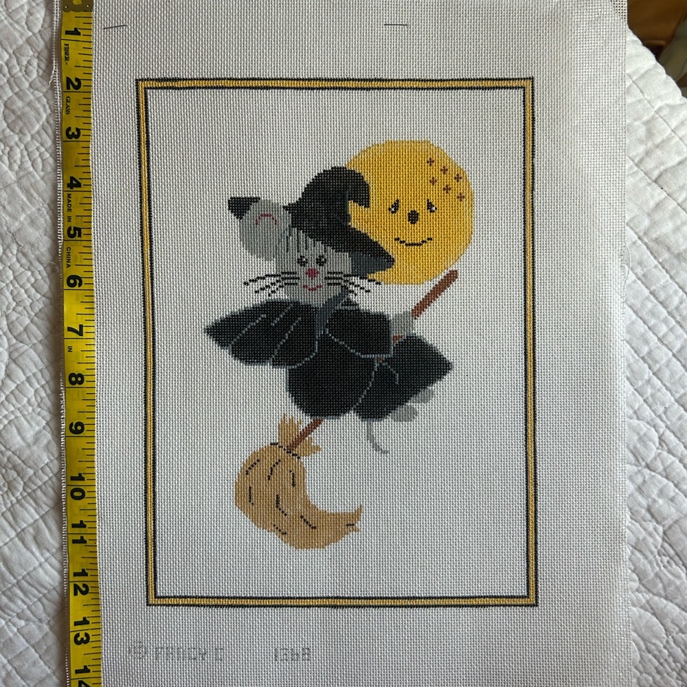 Halloween mouse witch needlepoint canvas